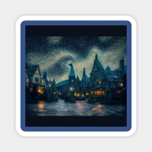 Starry Night Over Hogsmeade Village Magnet