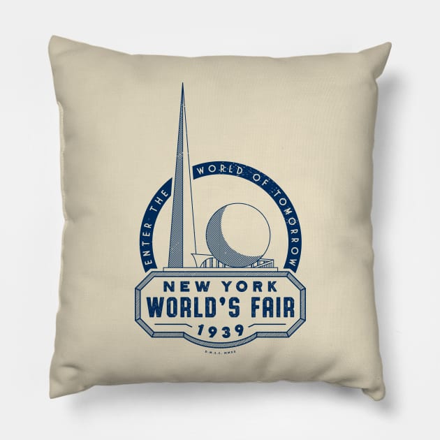 1939-40 World's Fair, New York - Shaded Trylon and Perisphere Pillow by deadmansupplyco