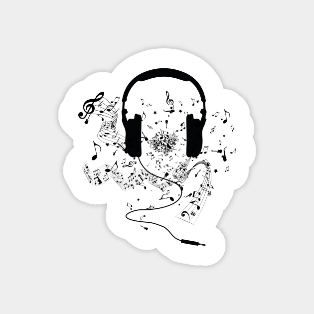 Headphones and music notes Magnet by juyodesign