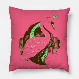 Pink Mint Swan Queen Pillow