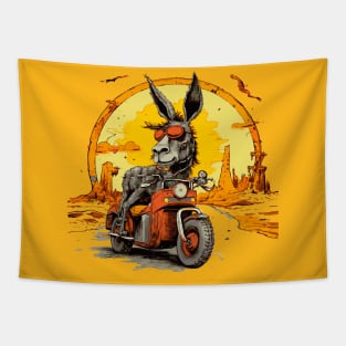 Surrealistic Donkey on a bike Tapestry