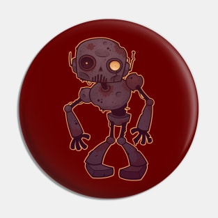 Rusty Zombie Robot Pin