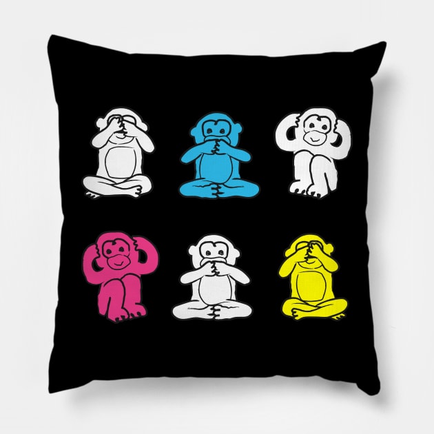 Colorful monkey pattern Pillow by marufemia