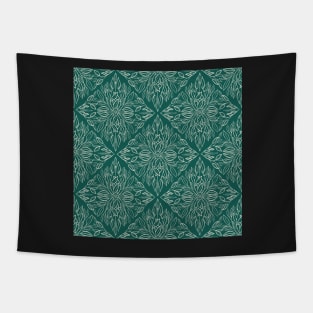 Teal and cream foliage toile Tapestry