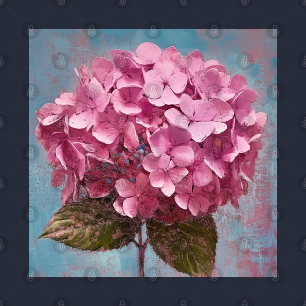 Simple Pink Folk Art Hydrangea Flower by EpicFoxArt