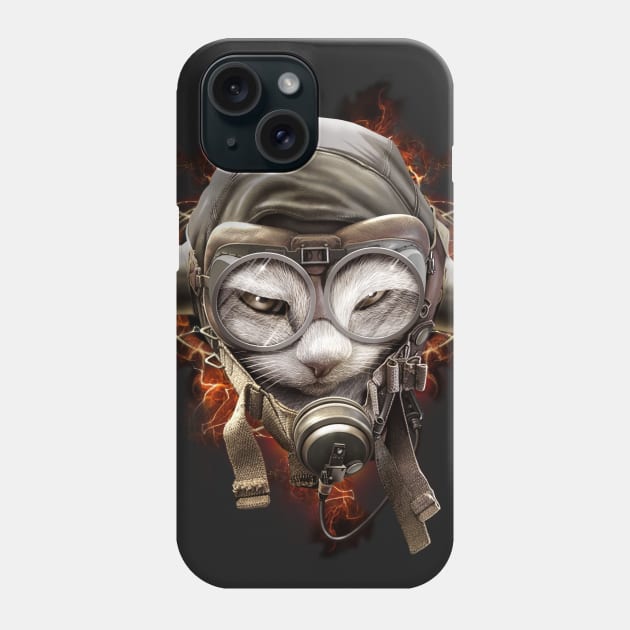 PILOTCAT (black) Phone Case by ADAMLAWLESS