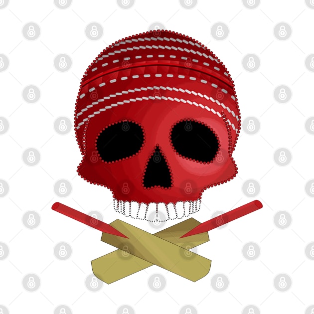 Cricket Ball Skull and Crossed Cricket Bats by Nuletto