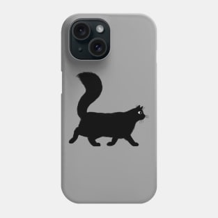 Black Cat with Long Fluffy Tail Phone Case