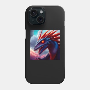 Monstrous Blue Dragon with Orange Spikes Phone Case