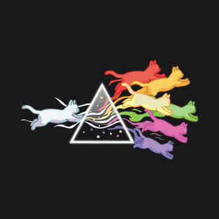 Cat Rainbow Prism Light Funny Physics Science Spectral Cat T-Shirt