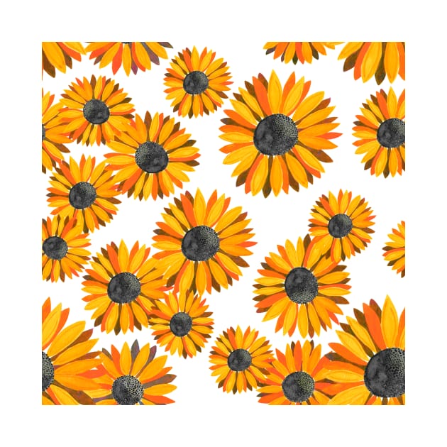 Watercolor Sunflowers Pattern - Orange by monitdesign