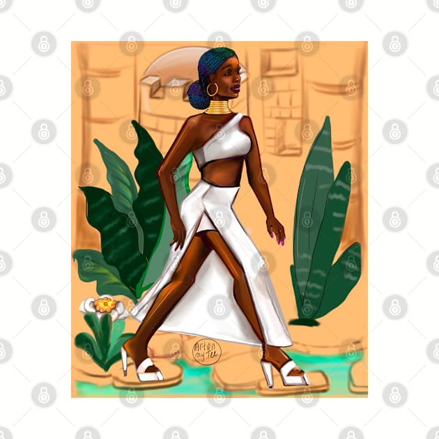 Black woman Striding- Mahagony brown skin girl. The best Gifts for black women 2022 by Artonmytee