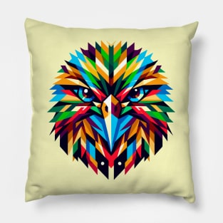 Geometric Kiwi Bird: Colorful Mosaic Art Pillow