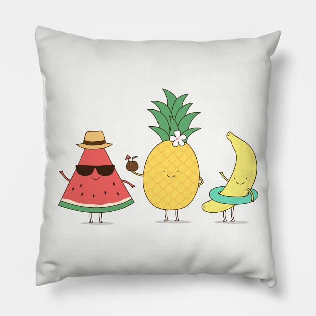 Tropical fruits Pillow by milkyprint