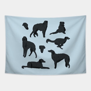 Black borzoi illustration pack Tapestry