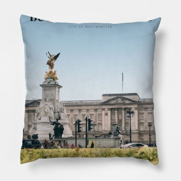 Visit Buckingham Palace Pillow by Mercury Club