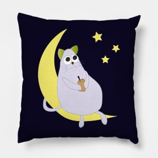 Cute Cat Looks At Stars Pillow