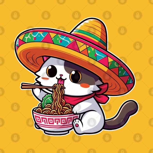 Kawaii Neko Ramen Cute Ramen Cat Cinco de Mayo Noodle Anime by NIKA13