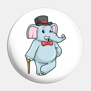 Elephant as Gentleman with Hat & Bow tie Pin