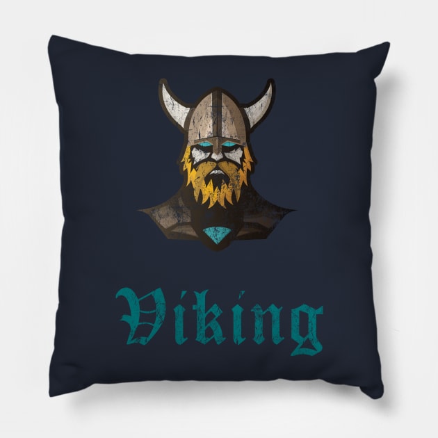 Retro Viking Warrior Pillow by vladocar