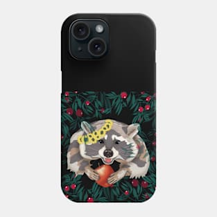 Raccoon with an apple in the paws Phone Case