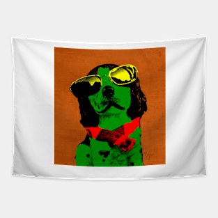 FUNNY DOG Green Red Tapestry