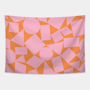 Pink and Orange Geometric Shapes Pattern Tapestry