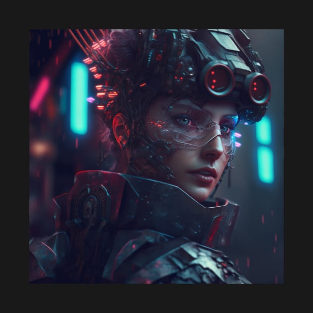 Female Cyberpunk Sniper by AICreateWorlds