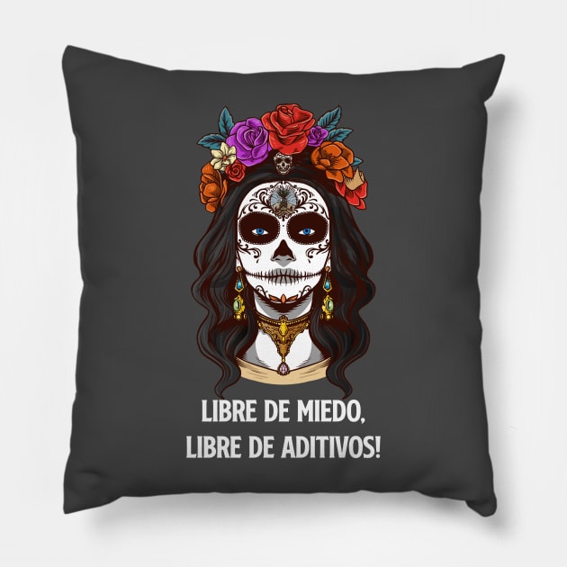 La Patrona Negra (White lettering) Pillow by Tactical Tequila Podcast
