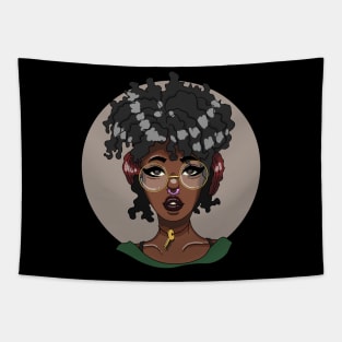 Bohemian Black Girl Anime Fan Tapestry
