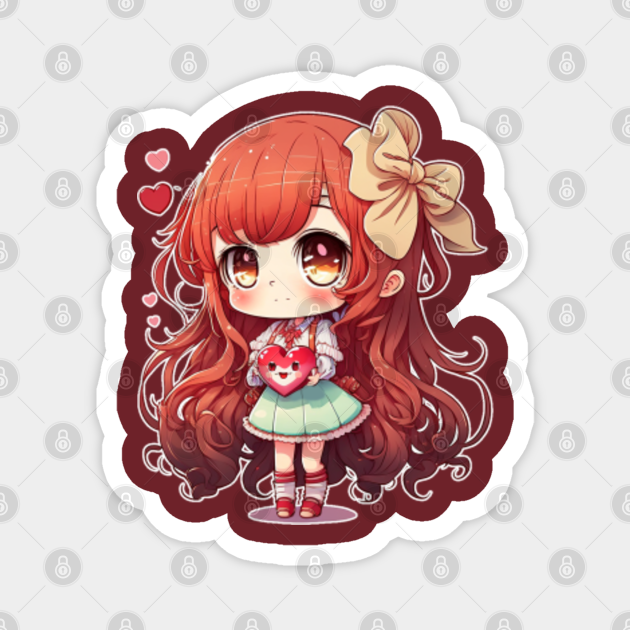 Red Head Anime Girl for Valentine's Day - Cute Valentine - Magnet | TeePublic Red Head Anime Girl for Valentine's Day - Cute Valentine - Magnet | TeePublic