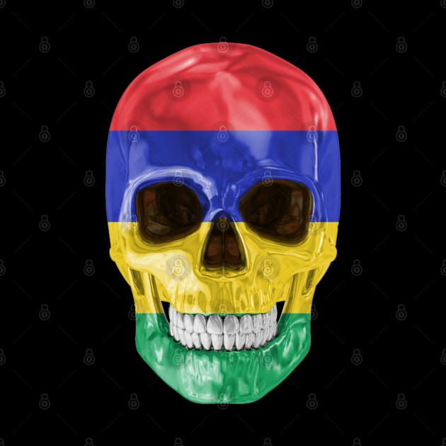 Mauritius Flag Skull - Gift for Mauritian With Roots From Mauritius by Country Flags