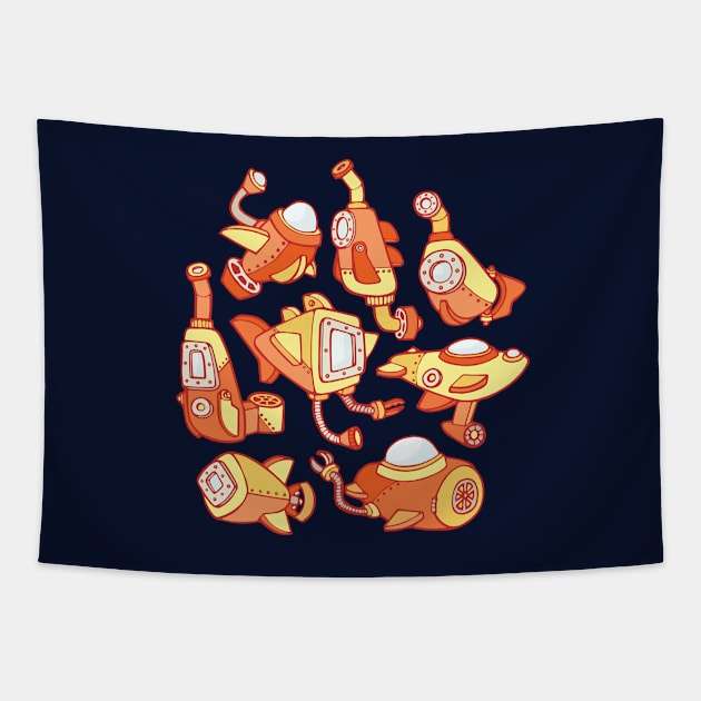 Sunny Submarines Tapestry by Soft Biology