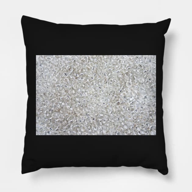 Silver Rocaille Seed Beads Pillow by InspiraImage