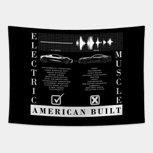 EV vs. Muscle Car - EV Lovers Tapestry