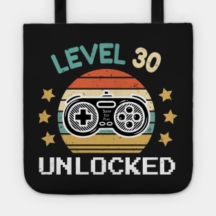 30th Birthday Gift, 30 Years Old, Level 30 Unlocked, Video Game Design, Gaming Design, Fathers Day Gift, Turning 30, Sleep Eat Play Funny Gift For Him Tote