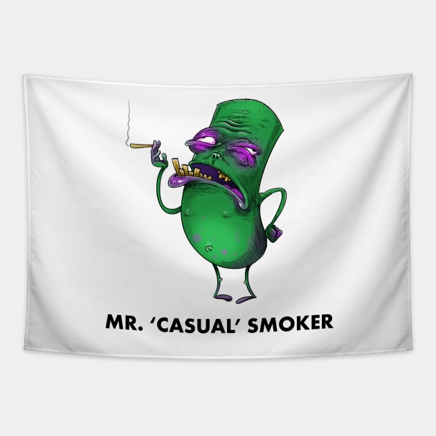 Mr Men Grown Up  Mr Casual Smoker Tapestry by idrawcartoons