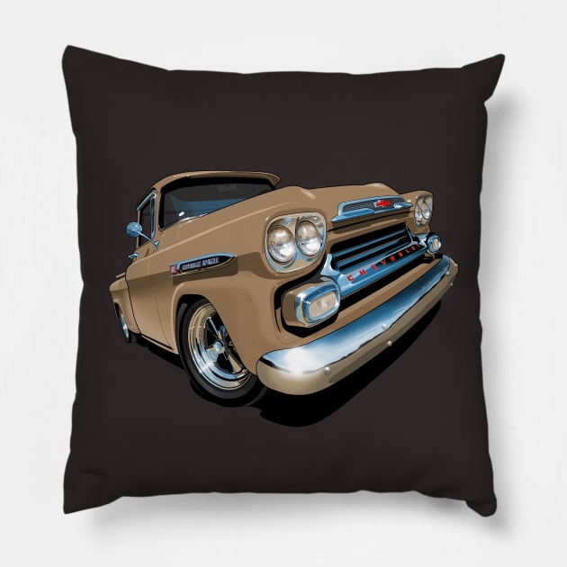 1959 Chevy Apache pick up truck Pillow by candcretro