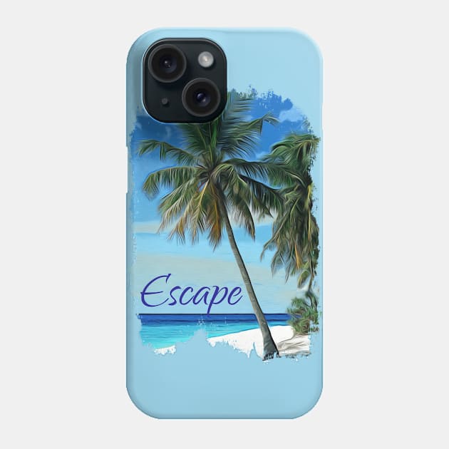 Cartooned Palm Tree On The Beach Phone Case by ShirtCraftsandMore