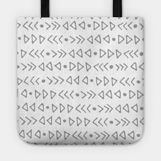 Triangles and Arrows Hand Drawn Pattern Dark Grey White Tote