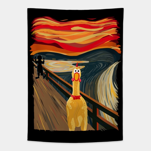 Rubber Chicken Scream Tapestry by TGprophetdesigns