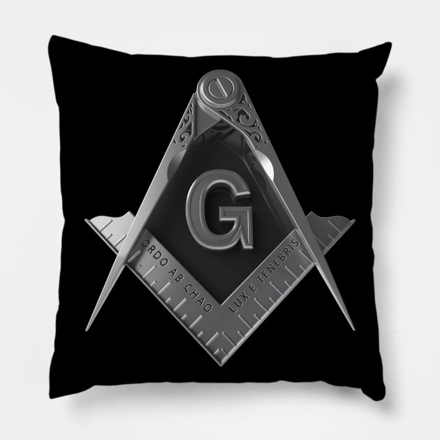 Silver Square & Compass Masonic Freemason Pillow by Master Mason Made