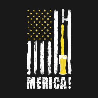 Craft Beer American Flag USA T-Shirt, 4th July MERICA T-Shirt T-Shirt