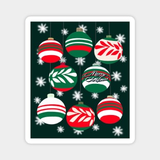 Christmas Holidays Baubles in Green and Red Magnet