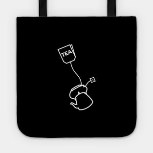 Tea bag and kettle (white print) Tote