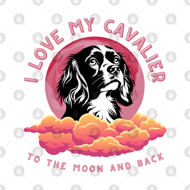 I Love My Cavalier to the Moon and Back - Pink Moon Silhouette by Cavalier Gifts