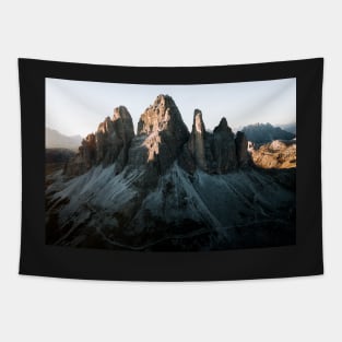 Tre Cime in the Dolomites Mountains at Dusk - Landscape Photography Tapestry