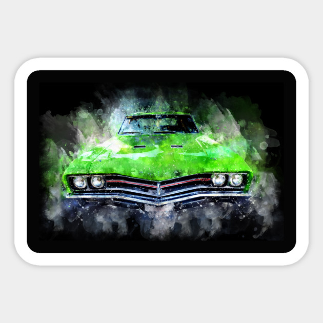 Painted Green Retro Car Ford Vintage Watercolor Green Retro Car Painted In The Dark Sticker Teepublic