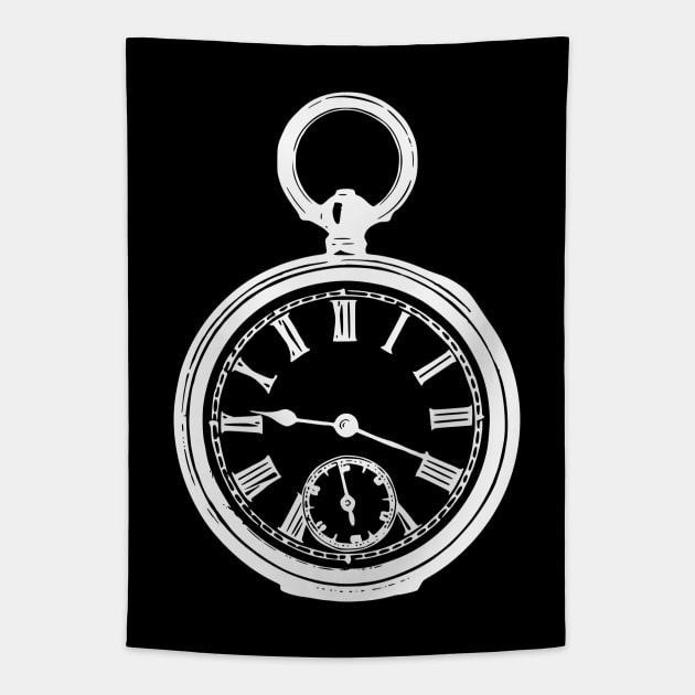 White Vintage Pocket Watch Tapestry by Vintage Boutique