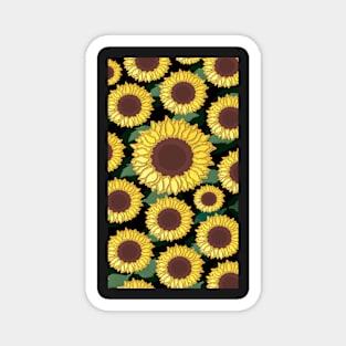 SUNFLOWER GREEN LEAF BLACK BACKGROUND PHONE CASES & MORE Magnet